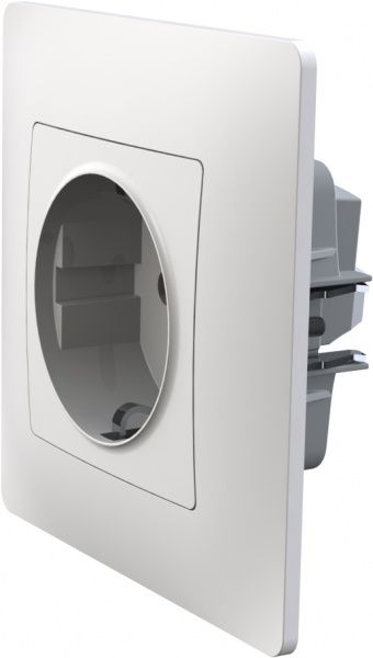 Розетка із заземленням Plank Electrotechnic Classic/Nordic зі шторками білий PLK0521031