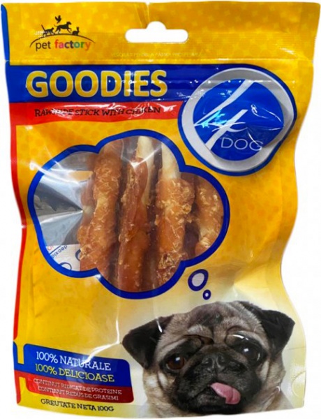 Снеки 4Dog для собак Роллы из сырой кожи с курицей 100 г (5949060207811)