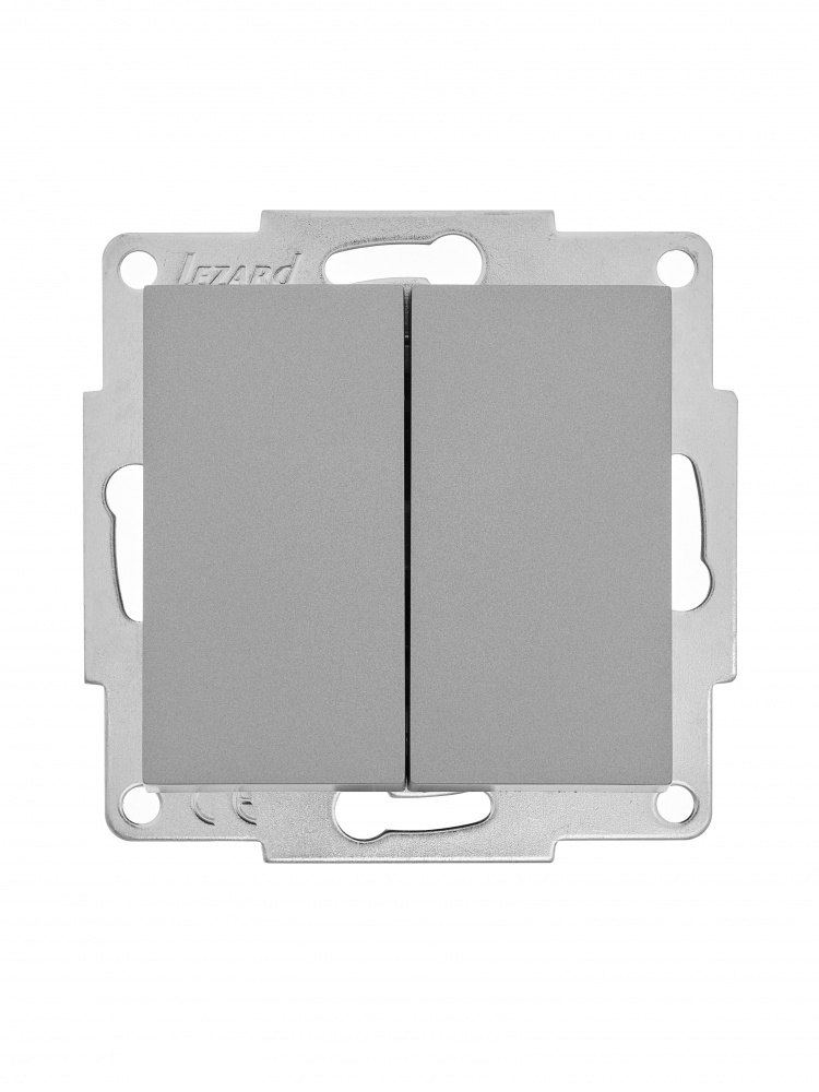 Вимикач двоклавішний Lezard Vesna без підсвітки сірий 742-3588-101