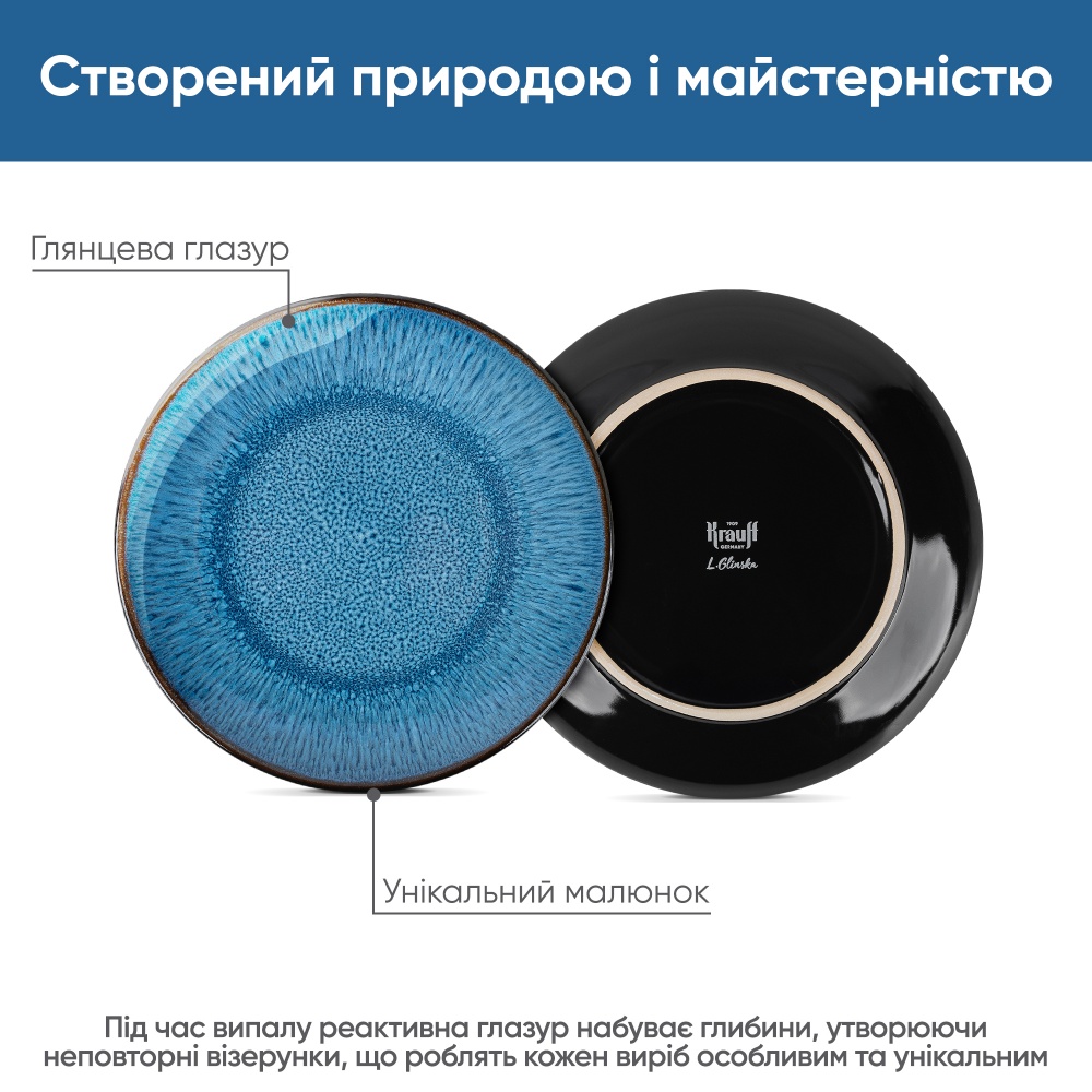 Тарілка десертна Krauff 20,8 см Blue Ocean 21-318-010