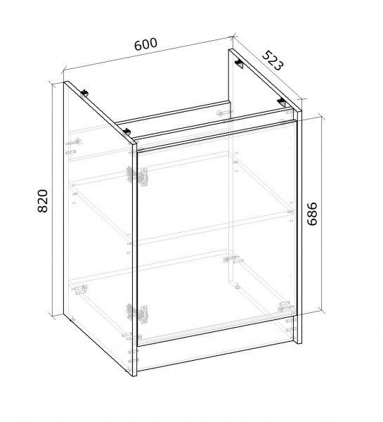 Тумба нижняя под мойку МС Идея Лофт НМУ 60/82/525 универсальная бетон Грейд