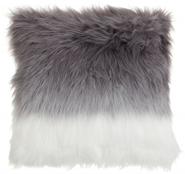 Подушка KM серая с искусственным мехом 100% полиэстер 45x45 см серый 