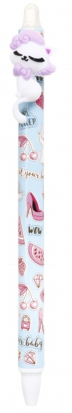 Ручка гелева напиши-зітри миле кошеня фіолетова 