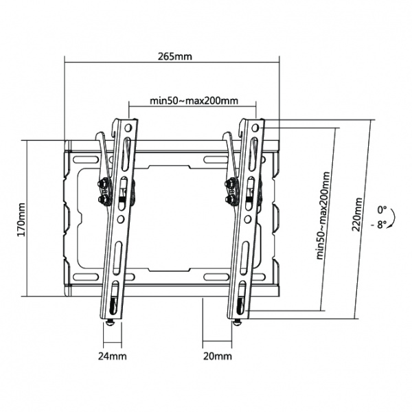 Крепление для телевизора Kivi Basic-22T, 45кг, наклонные 23