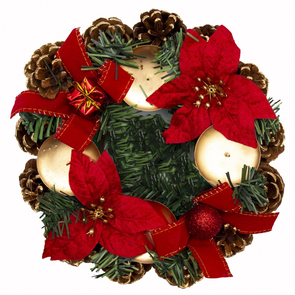 Вінок-свічник з декором червоного кольору, 23 см 930159 930159