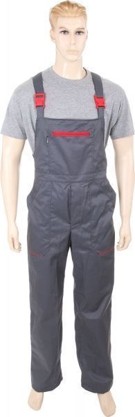 Полукомбинезон рабочий Торнадо Люксор рост 5/6 р. 44-46 серый с красными вставками
