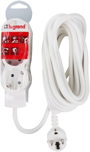 Удлинитель Legrand Standart с заземлением 3 гн. серый 5 м 695003 