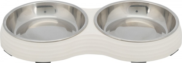 Миска Trixie для котів подвійна біла меламін/метал 2x0,2л 13 см (25187)