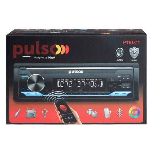 Автомагнитола PULSO RGB, USB, FM, RCA, LCD (P110311)