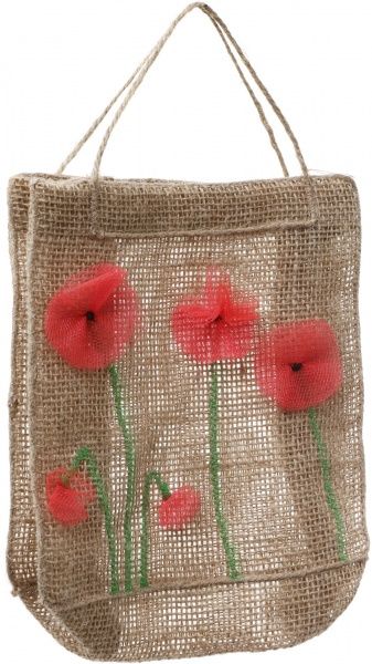 Сумка подарочная из мешковины Маки 18х7х18 см