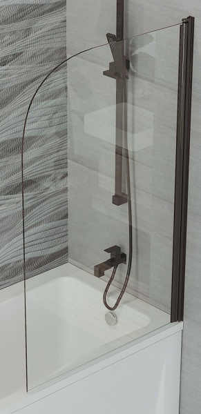 Шторка для ванны AB распашная 80х140 см AB181080В1 стекло профиль черный