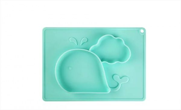 Тарелка-коврик Kinder Marky Кит голубая силикон