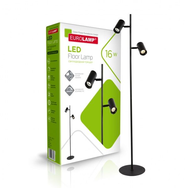 Торшер Eurolamp 4000 K dimmable 16 Вт LED-FLD-16W(black) черный 