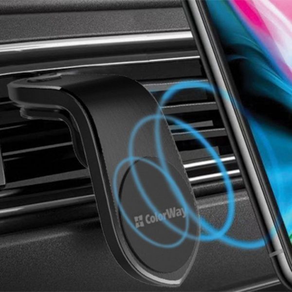 Автотримач магнітний для телефона Metallic Air Vent-1 ColorWay (CW-CHM04-BK) чорний