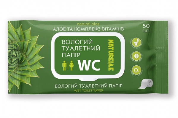 Влажная туалетная бумага Naturelle алое та комплекс витаминов однослойная 50 шт.