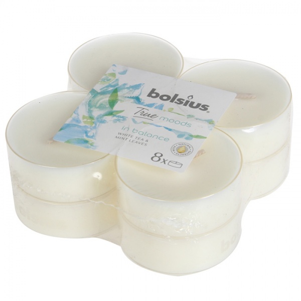 Набор свечей Белый чай и листья мяты 8 шт / уп Bolsius