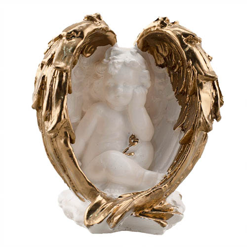 Статуетка Decoline Ангел в крилі біло-золотий (гіпс) AN0729-3(G) 14 см 