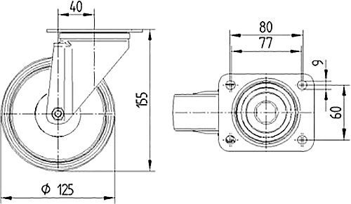 Колесо поворотное 3370 DRR 125 P62 TENTE 
