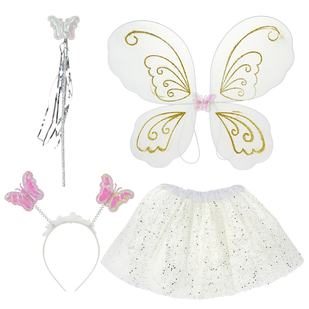 Костюм дитячий карнавальний Shantou (спідниця, крила, чарівна паличка, обруч) білий E2512