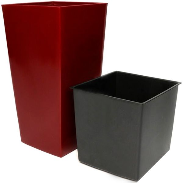 Горшок пластиковый Lamela Финезия квадратный 3,5л бордовый/черный (531) 