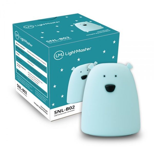 Ночник LightMaster силиконовый SNL-В02 Медвеженок RGB голубой 