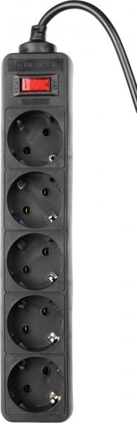 Фильтр-удлинитель Real-el RS-PROTECT с заземлением 5 гн. черный 3 м RS-PROTECT 3m, black (REAL-EL) 