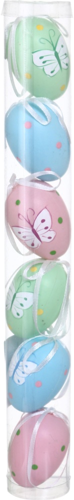Декорация пасхальная подвесные яйца 6 шт в наборе микс (998C-1980/1972/1965)