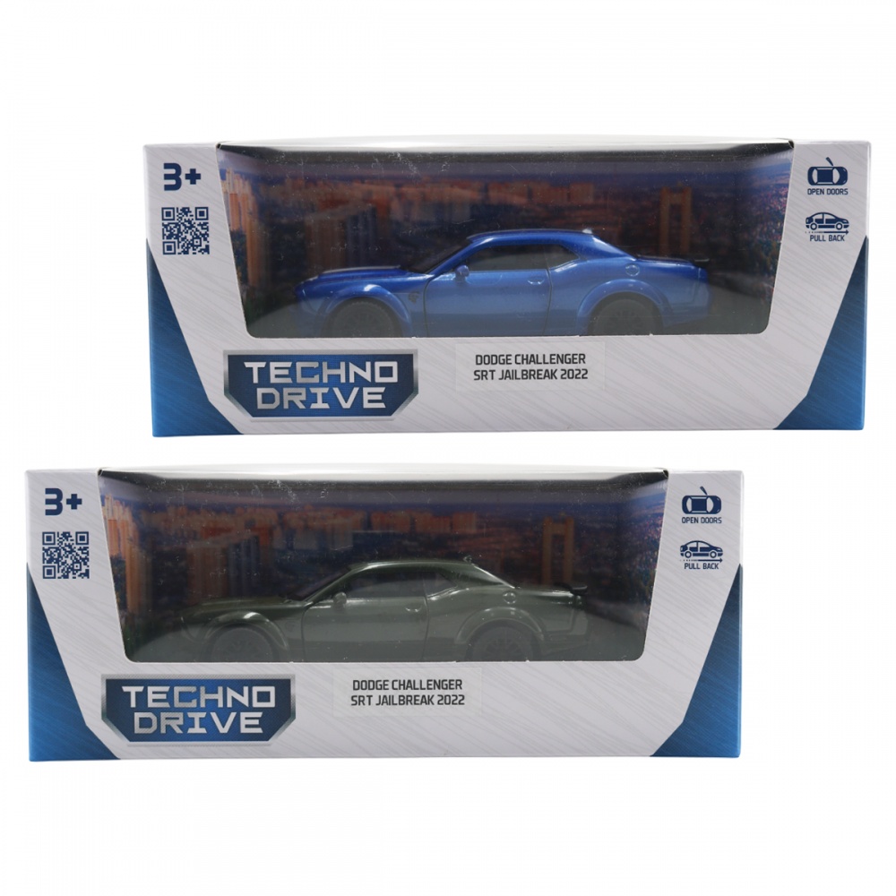 Автомодель TechnoDrive 1:44 Dodge Challenger SRT Jailbreak 2022 blue/green 250949