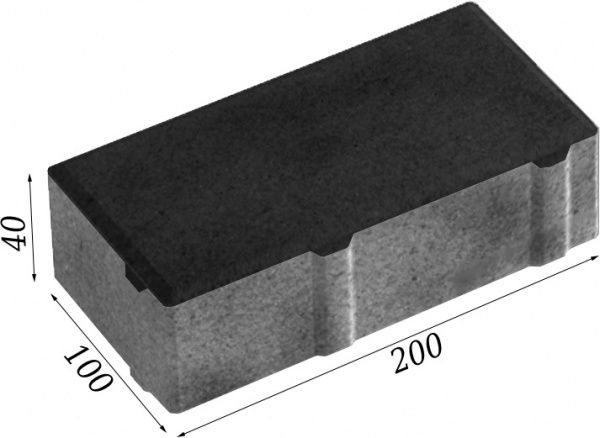 Тротуарна плитка Золотой Мандарин Цегла чорна 200 х 100 х 40 мм.