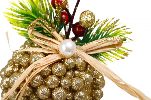 Декоративная подвеска Шар с декором 6 см золотой HL21-29