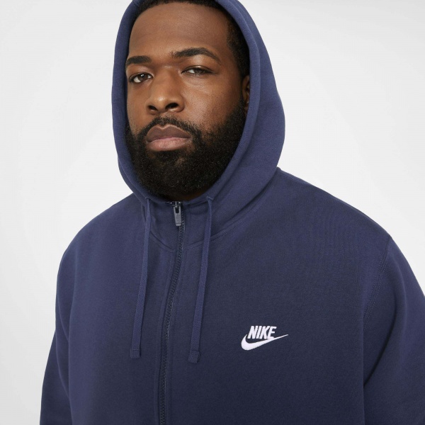 Джемпер Nike M NSW CLUB HOODIE FZ BB BV2645-410 р. 2XL синій