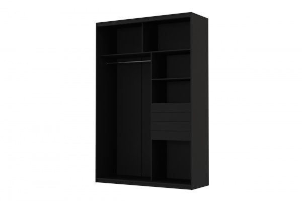 Шафа-купе SLIM Viskonta ДСП 1600x600x2400 мм чорний двері скло