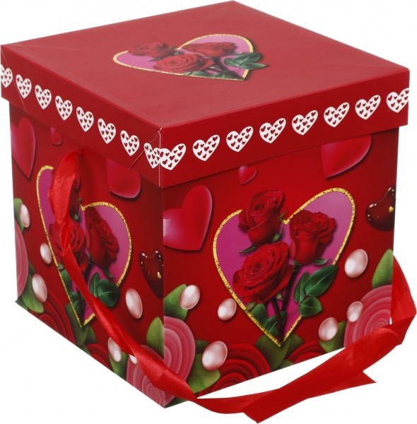 Коробка складная Цветы/сердца 20x20x20 см (EBXM9850)