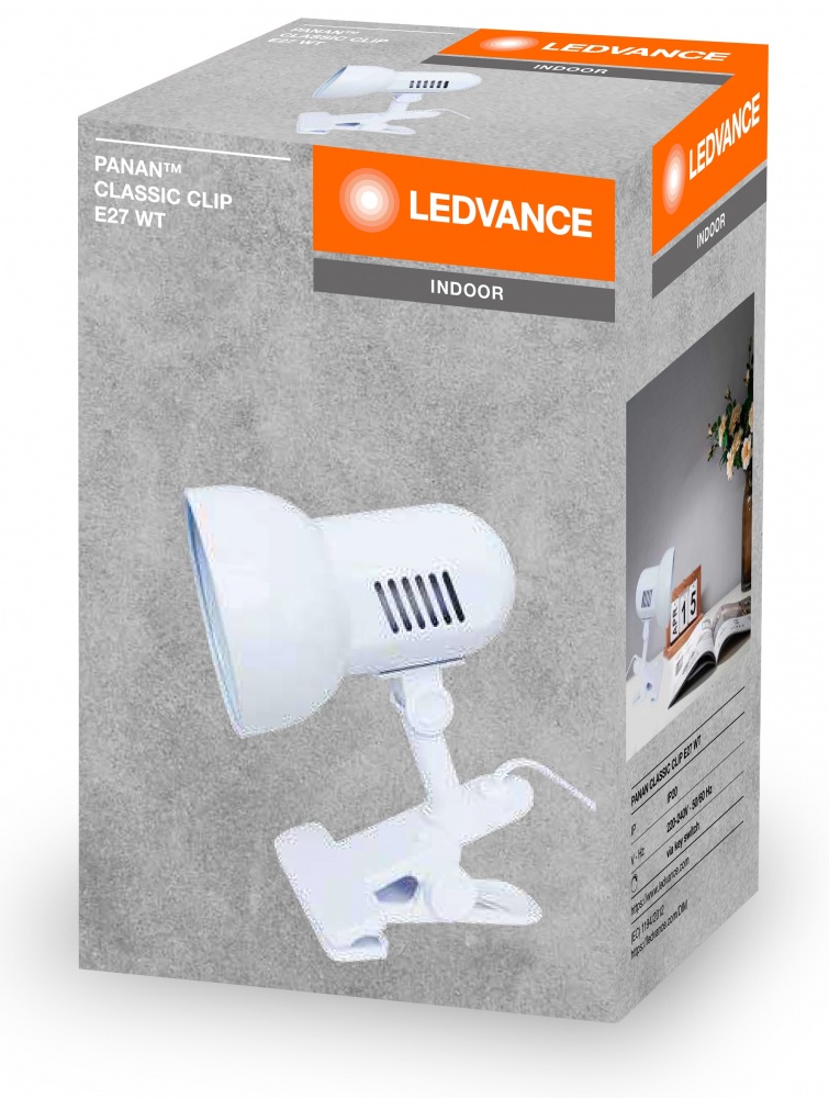 Настільна лампа Ledvance 1x40 Вт E27 білий PANAN CLASSIC CLIP E27 WT