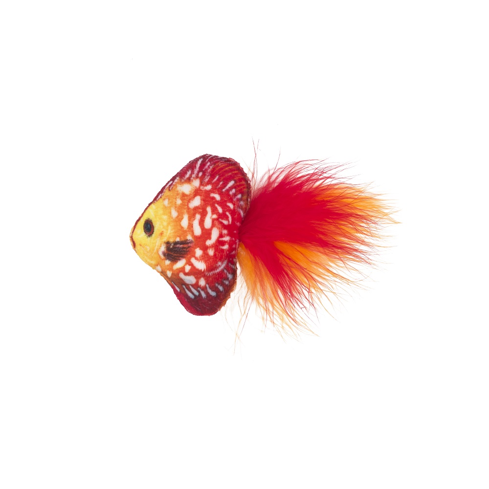 Іграшка для котів AnimAll Рибка з дзвіночком і ароматом м'яти 11 см червоний (184503)