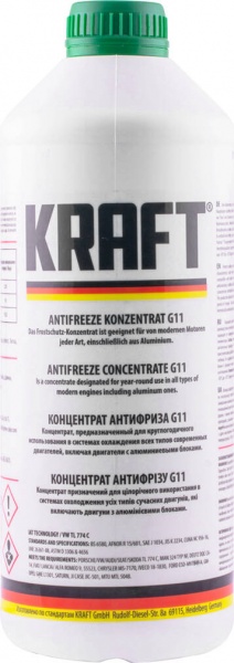 Антифриз Kraft концентрат G11 -35° 1,5л зелений 
