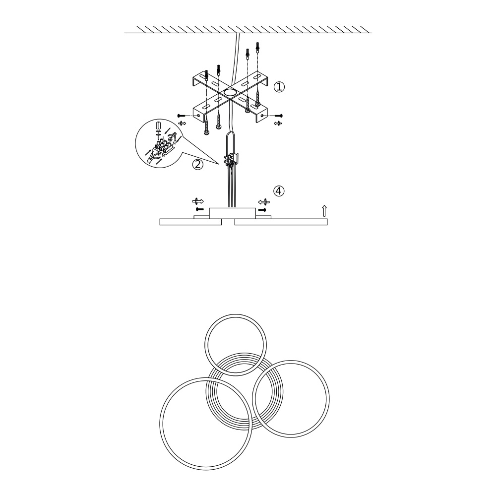 Люстра потолочная Miorro LED Vesta с пультом ДУ металл/пластик 3x56,4 Вт LED-модуль черный 51-311-090