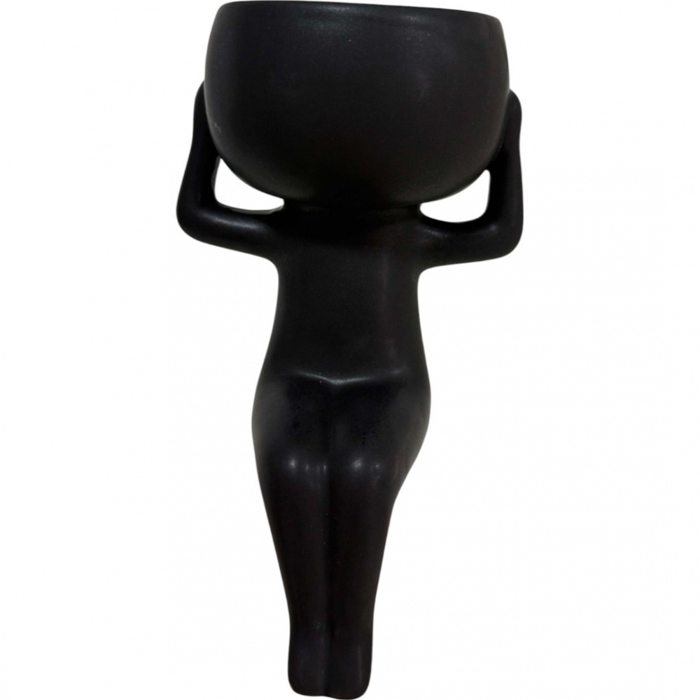 Кашпо керамика человечек 11х18 см насыщенный черный Zhongyang Economic (ZY25A1004)