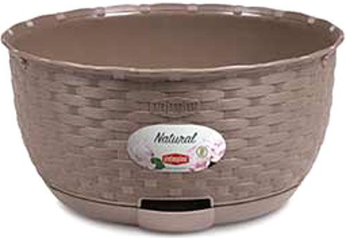 Вазон пластиковий Stefanplast Natural круглий 5,9л сірий (75452) 