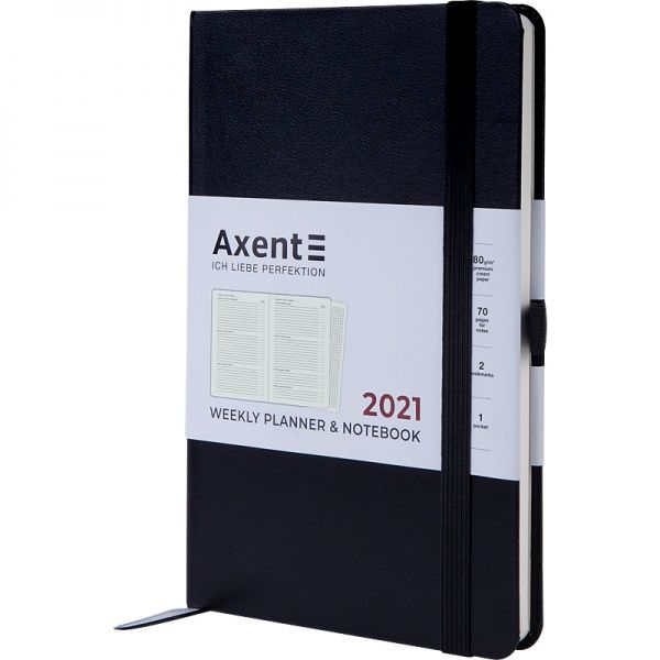 Еженедельник 2021 Partner Strong А5- черный Axent 46559