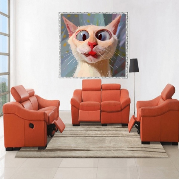 Репродукция Белый кот смешой 35x35 см Арт Фемелі 