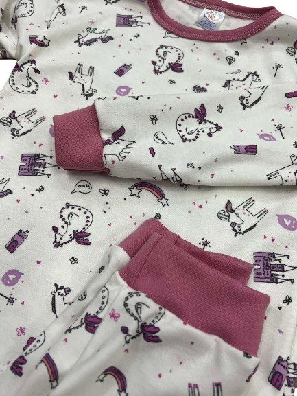 Пижама детская для девочек Моя планета Единорог magic р.98–104 белый с принтом Пж300-3 