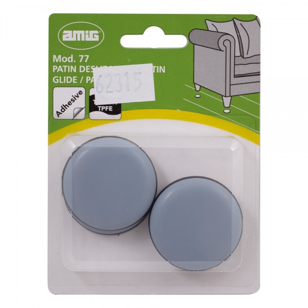 Накладка меблева Amig для ніжки модель 77 тефлонова сіра 4 шт.
