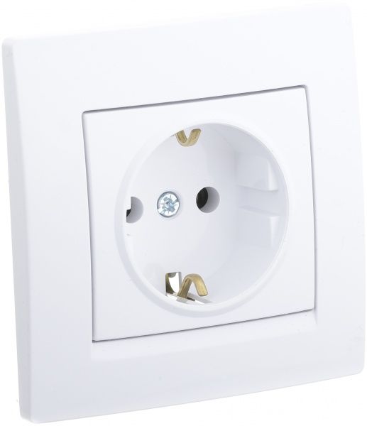Розетка із заземленням UP! (Underprice) One Plus без шторок без кришки білий 706-0202-122B