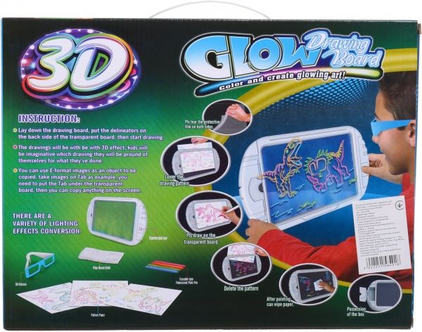 Доска для рисования с подсветкой Shantou 3D Динозавры в корпусе (YM163)