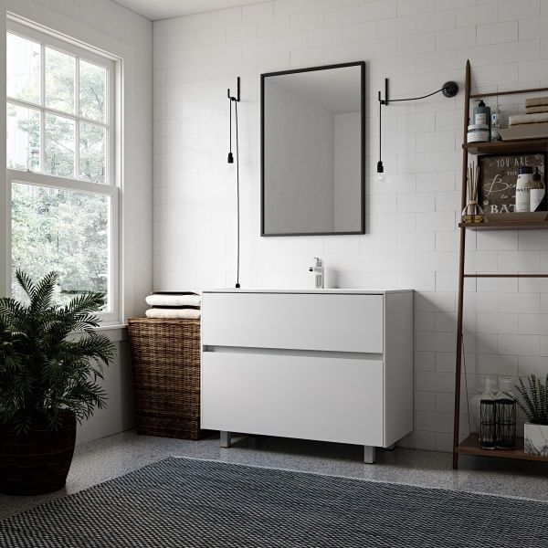 Тумба напольная Water House Preference N2 100 МДФ белый глянец под ум. Амальфи 100