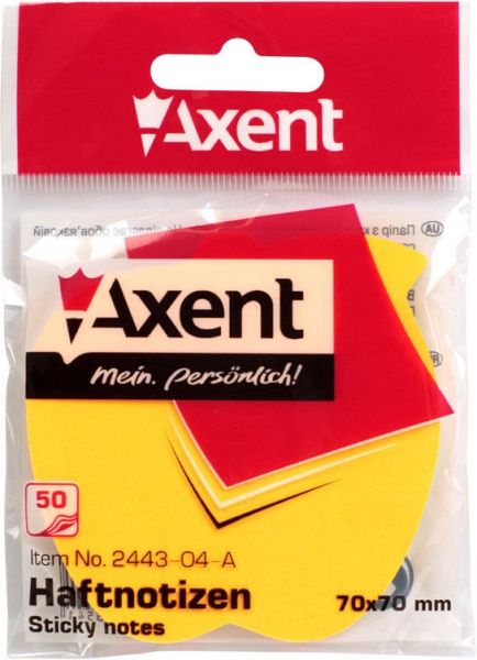 Бумага для заметок 70x70 мм 50 листов в форме яблока 2443-04-A Axent
