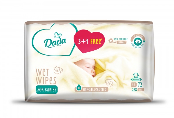 Дитячі вологі серветки Dada з екстрактом ромашки 4 шт.