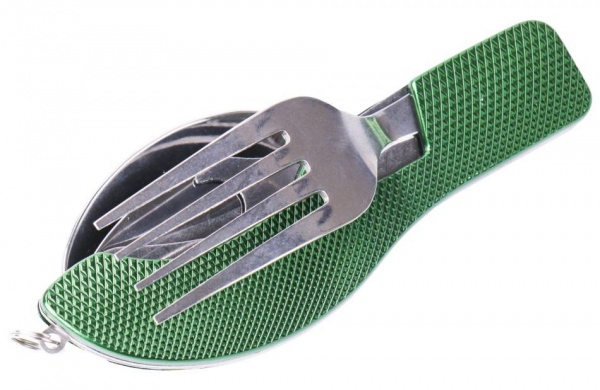 Ложка-вилка Fishing ROI туристическая 4 в 1 Green