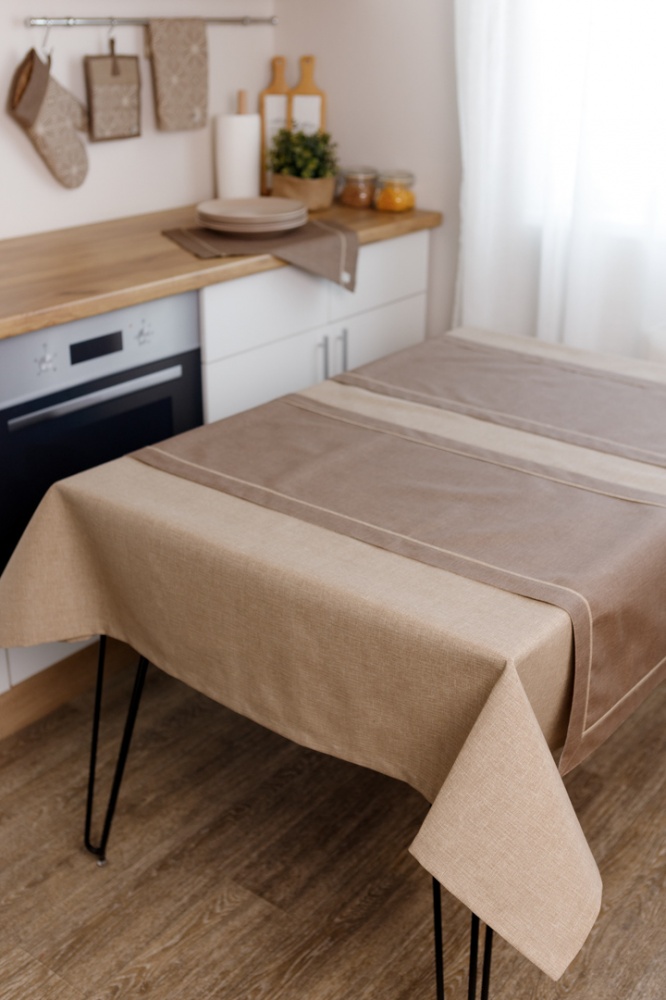 Доріжка (ранер) з подвійним кантом Кориця Коричнева 40x140 см Прованс